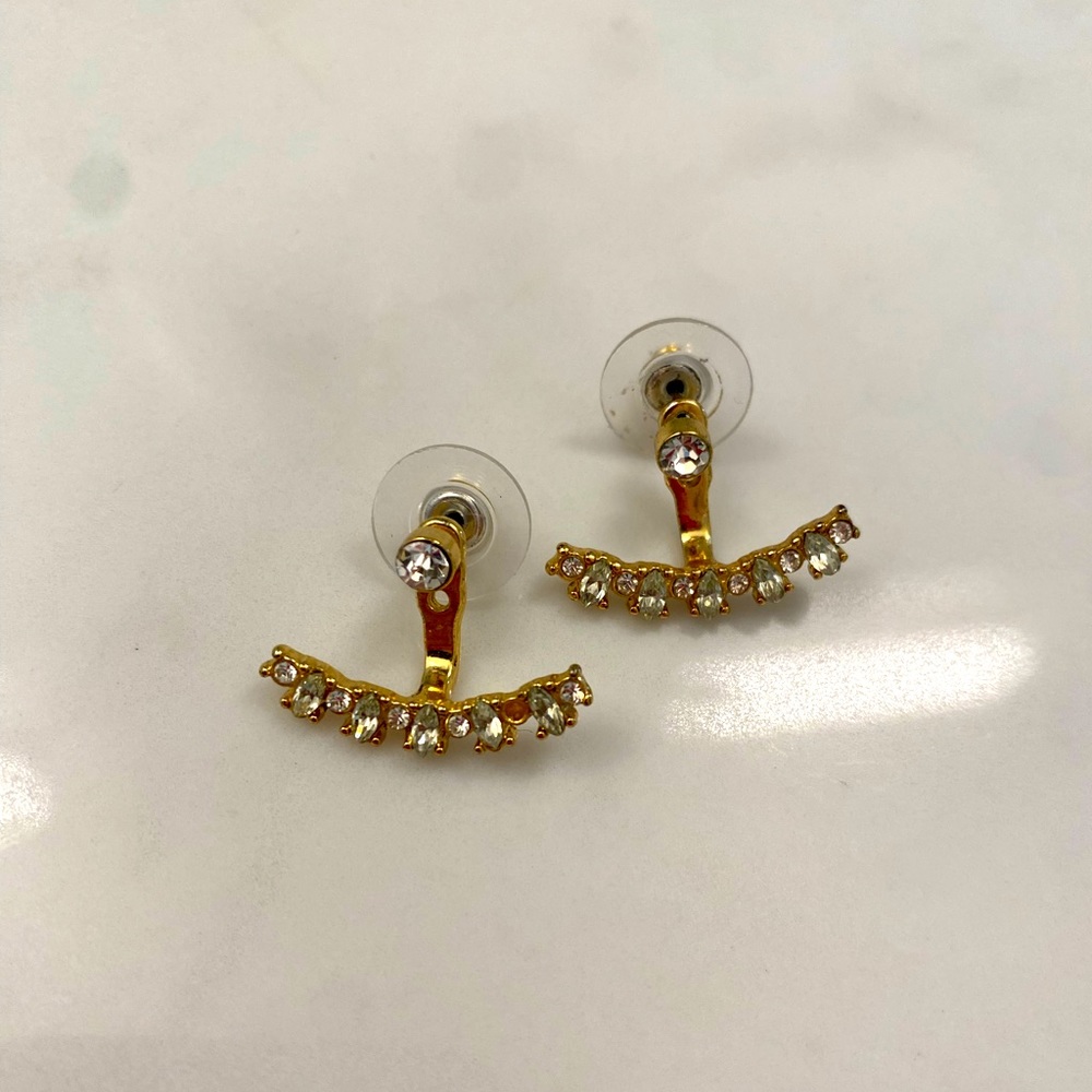 Baublebar crystal and gold jacket earrings